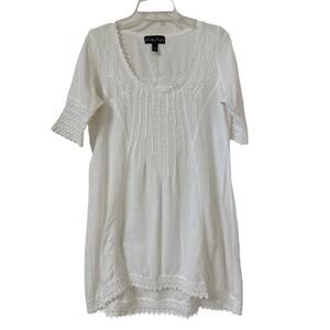 Gretty Zueger 100% Cotton Size Small Crochet Appliqué High Low Dress